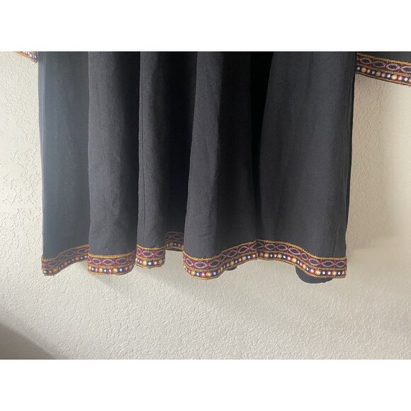 Chinyere Women’s Black Embroidered Knee Length Midi Dress Size Medium Aztec - Picture 7 of 12